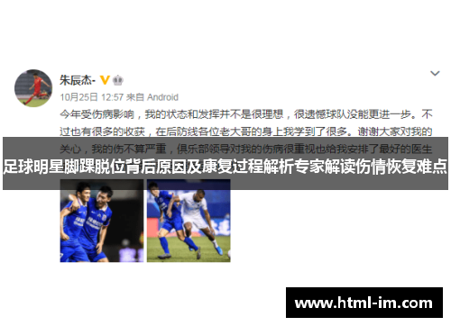 足球明星脚踝脱位背后原因及康复过程解析专家解读伤情恢复难点 足球明星脚踝脱位背后原因及康复过程解析专家解读伤情恢复难点