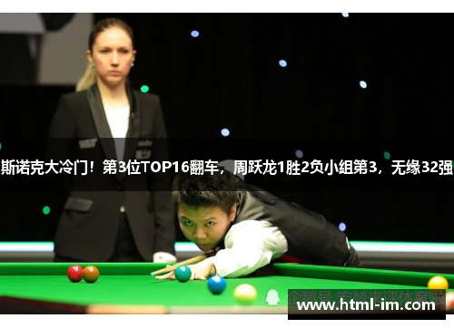 斯诺克大冷门!第3位TOP16翻车,周跃龙1胜2负小组第3,无缘32强 斯诺克大冷门!第3位TOP16翻车,周跃龙1胜2负小组第3,无缘32强